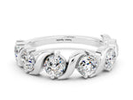 Six-Stone Round Moissanite Wave Band in Platinum with Shared Prong Setting