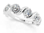Six-Stone Round Moissanite Wave Band in Platinum with Shared Prong Setting_1