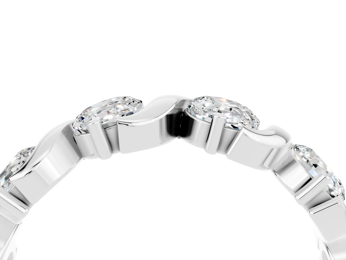 Six-Stone Round Moissanite Wave Band in Platinum with Shared Prong Setting_4