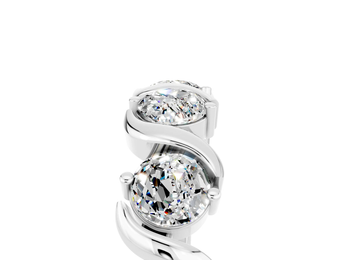 Six-Stone Round Moissanite Wave Band in Platinum with Shared Prong Setting_5