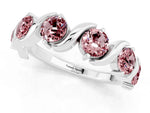 Six-Stone Round Morganite Wave Band in Silver with Shared Prong Setting_1