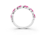 Six-Stone Round Pink Sapphire Wave Band in Silver with Shared Prong Setting_3