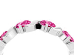 Six-Stone Round Pink Sapphire Wave Band in Silver with Shared Prong Setting_4