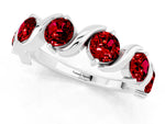 Six-Stone Round Ruby Wave Band in Silver with Shared Prong Setting_1