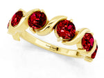Six-Stone Round Ruby Wave Band in Yellow gold with Shared Prong Setting_1