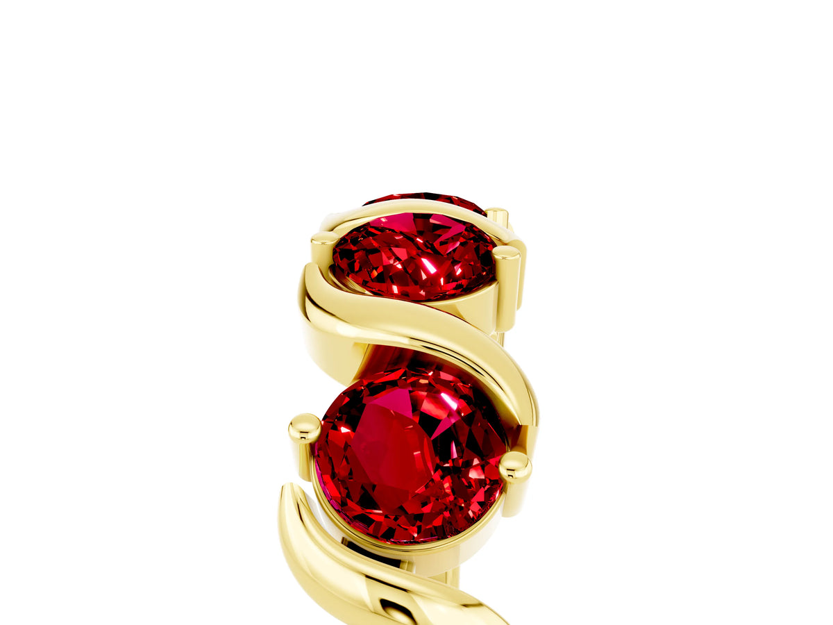 Six-Stone Round Ruby Wave Band in Yellow gold with Shared Prong Setting_5