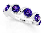 Six-Stone Round Tanzanite Wave Band in Platinum with Shared Prong Setting_1