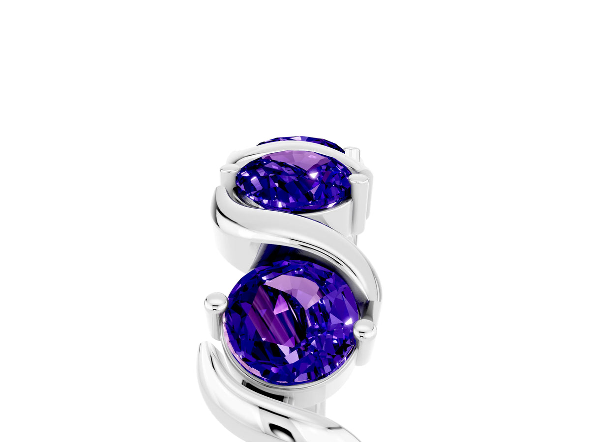 Six-Stone Round Tanzanite Wave Band in Platinum with Shared Prong Setting_5