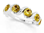 Six-Stone Round Yellow Sapphire Wave Band in Silver with Shared Prong Setting_1