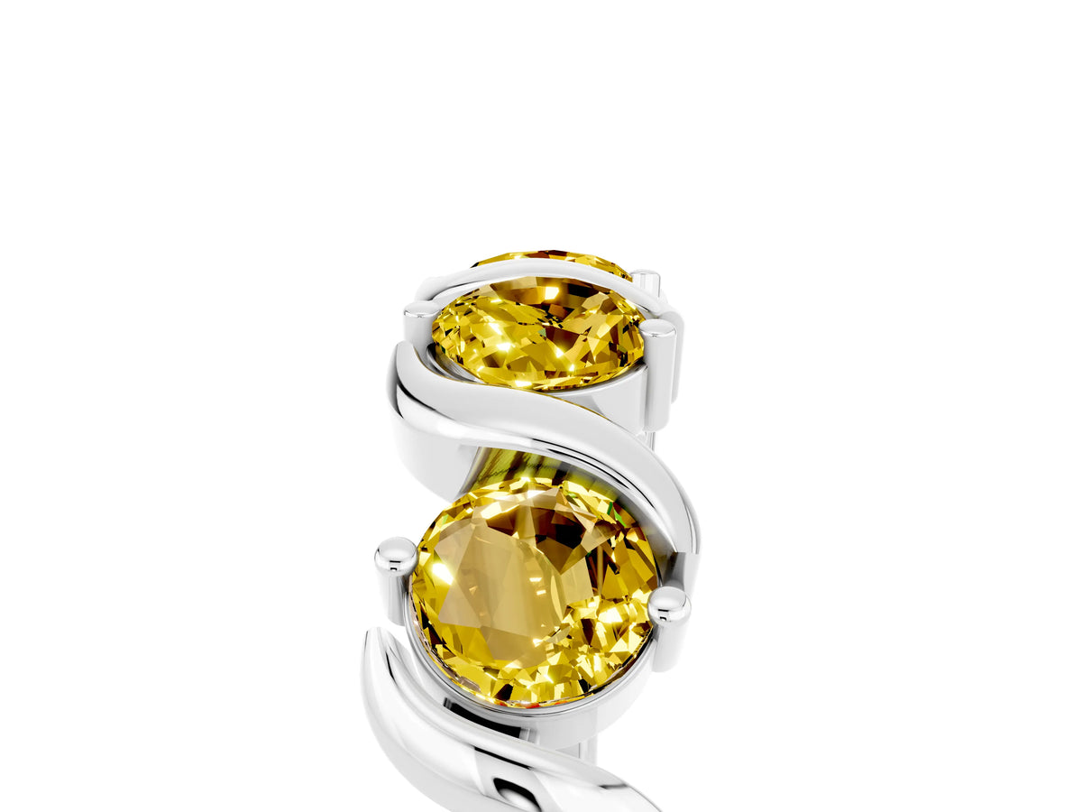Six-Stone Round Yellow Sapphire Wave Band in Silver with Shared Prong Setting_5