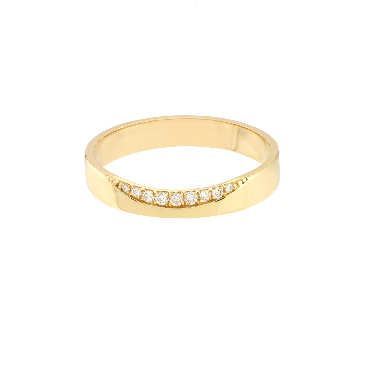 1/15tcw Diamond Curved Side Polished Band