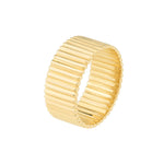 Ribbed Cigar Wide 14k Gold Band