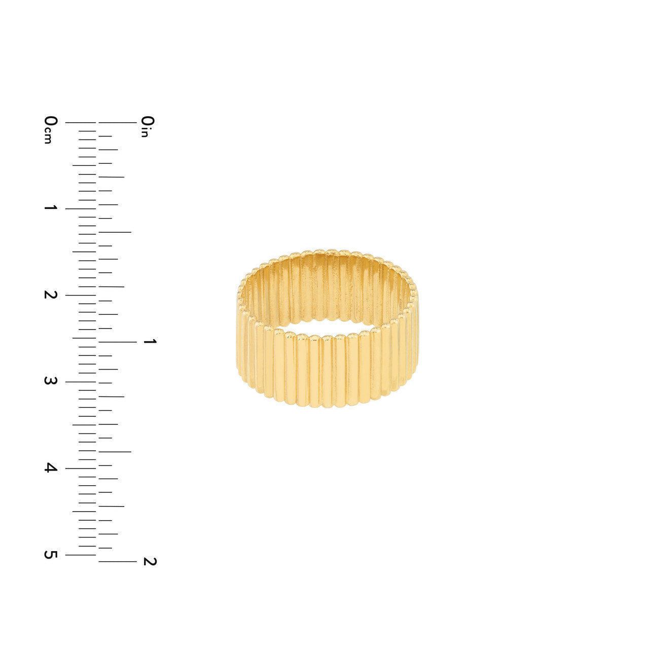 Ribbed Cigar Wide 14k Gold Band