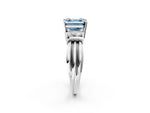 Three-Stone Fancy Blue Asscher Cut Diamond Channel Set Ring in White gold with Bar Prongs_2