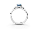 Three-Stone Fancy Blue Emerald Cut Diamond Channel Set Ring in Silver with Bar Prongs_15