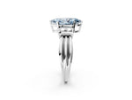 Three-Stone Fancy Blue Marquise Cut Diamond Channel Set Ring in White gold with Bar Prongs_2