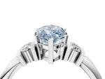 Three-Stone Fancy Blue Marquise Cut Diamond Channel Set Ring in White gold with Bar Prongs_4