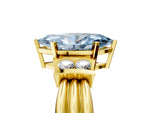 Three-Stone Fancy Blue Marquise Cut Diamond Channel Set Ring in Yellow gold with Bar Prongs_5