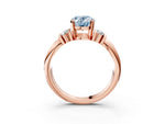 Three-Stone Fancy Blue Oval Cut Diamond Channel Set Ring in Rose gold with Bar Prongs_3