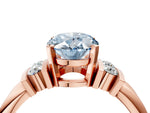 Three-Stone Fancy Blue Oval Cut Diamond Channel Set Ring in Rose gold with Bar Prongs_4