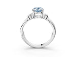 Three-Stone Fancy Blue Oval Cut Diamond Channel Set Ring in White gold with Bar Prongs_3