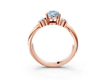 Three-Stone Fancy Blue Pear Cut Diamond Channel Set Ring in Rose gold with Bar Prongs_3