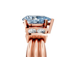 Three-Stone Fancy Blue Pear Cut Diamond Channel Set Ring in Rose gold with Bar Prongs_5