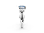 Three-Stone Fancy Blue Radiant Cut Diamond Channel Set Ring in White gold with Bar Prongs_2