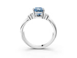Three-Stone Fancy Blue Radiant Cut Diamond Channel Set Ring in White gold with Bar Prongs_3