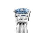 Three-Stone Fancy Blue Radiant Cut Diamond Channel Set Ring in White gold with Bar Prongs_5