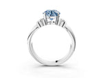 Three-Stone Fancy Blue Round Cut Diamond Channel Set Ring in White gold with Bar Prongs_3