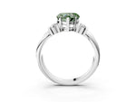 Three-Stone Fancy Green Heart Cut Diamond Channel Set Ring in Silver with Bar Prongs_15