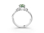 Three-Stone Fancy Green Oval Cut Diamond Channel Set Ring in Silver with Bar Prongs_9