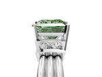 Three-Stone Fancy Green Princess Cut Diamond Channel Set Ring in Silver with Bar Prongs_11