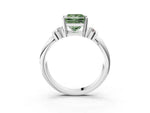 Three-Stone Fancy Green Princess Cut Diamond Channel Set Ring in Silver with Bar Prongs_9