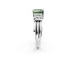 Three-Stone Fancy Green Princess Cut Diamond Channel Set Ring in White gold with Bar Prongs_2