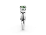 Three-Stone Fancy Green Round Cut Diamond Channel Set Ring in White gold with Bar Prongs_2