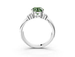 Three-Stone Fancy Green Round Cut Diamond Channel Set Ring in White gold with Bar Prongs_3