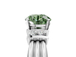 Three-Stone Fancy Green Round Cut Diamond Channel Set Ring in White gold with Bar Prongs_5