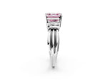 Three-Stone Fancy Pink Asscher Cut Diamond Channel Set Ring in Platinum with Bar Prongs_14