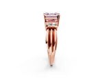Three-Stone Fancy Pink Asscher Cut Diamond Channel Set Ring in Rose gold with Bar Prongs_2