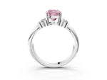 Three-Stone Fancy Pink Cushion Cut Diamond Channel Set Ring in Platinum with Bar Prongs_15