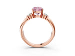 Three-Stone Fancy Pink Cushion Cut Diamond Channel Set Ring in Rose gold with Bar Prongs_3