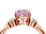 Three-Stone Fancy Pink Cushion Cut Diamond Channel Set Ring in Rose gold with Bar Prongs_4