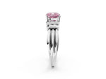 Three-Stone Fancy Pink Cushion Cut Diamond Channel Set Ring in Silver with Bar Prongs_14