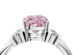 Three-Stone Fancy Pink Cushion Cut Diamond Channel Set Ring in Silver with Bar Prongs_16