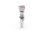 Three-Stone Fancy Pink Heart Cut Diamond Channel Set Ring in Platinum with Bar Prongs_14