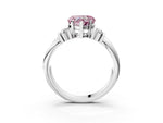 Three-Stone Fancy Pink Heart Cut Diamond Channel Set Ring in Platinum with Bar Prongs_15