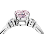 Three-Stone Fancy Pink Oval Cut Diamond Channel Set Ring in Platinum with Bar Prongs_16