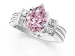Three-Stone Fancy Pink Pear Cut Diamond Channel Set Ring in Platinum with Bar Prongs_13